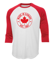 "Made In Canada, Est. 1867" Adult Dri-Fit Baseball Tee with Printed Logo