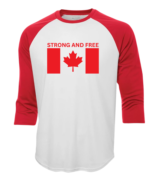 "Strong And Free" Adult Dri-Fit Baseball Tee with Printed Logo