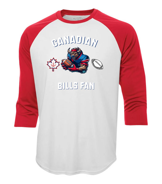 Bills Fan Adult Two Toned Baseball T-Shirt with Printed Logo