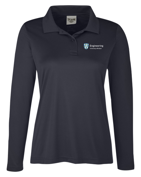 U of W Engineering Ladies' Performance Long Sleeve Polo with Embroidered Logo