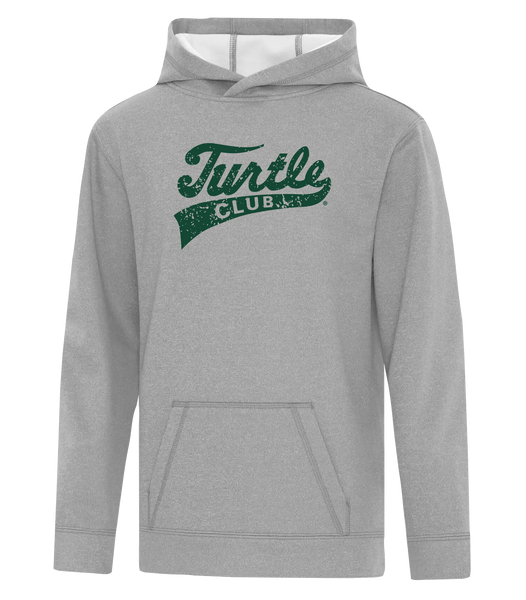 Turtle Club Script Distressed Youth Dri-Fit Hoodie with Printed Logo