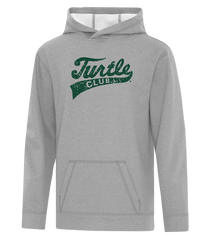 Turtle Club Script Distressed Youth Dri-Fit Hoodie with Printed Logo