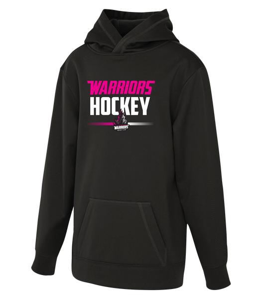 Warriors Hockey Ladies Pink Youth Dri-Fit Hoodie With Printed Logo