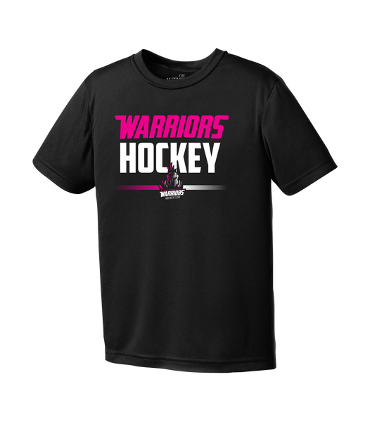 Warriors Hockey Ladies Pink Youth Dri-Fit T-Shirt with Printed Logo
