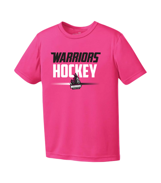 Warriors Hockey Ladies Pink Youth Dri-Fit T-Shirt with Printed Logo