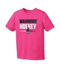 Warriors Hockey Ladies Pink Youth Dri-Fit T-Shirt with Printed Logo