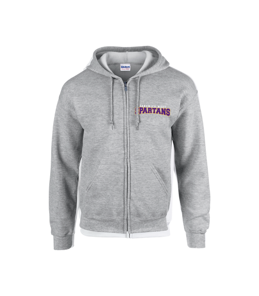 Spartans Staff Adult Cotton Full Zip Hooded Sweatshirt with Left Chest Embroidered Logo