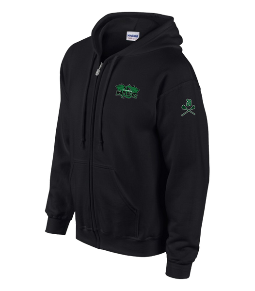 Warlocks Adult Cotton Full Zip Hooded Sweatshirt with the Number on a Sleeve