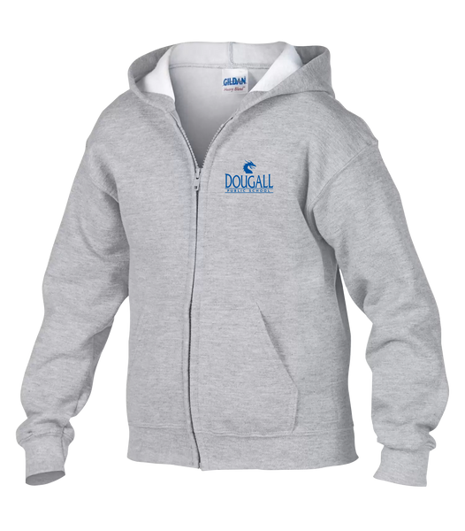 Dougall Youth Cotton Full Zip Hooded Sweatshirt with Embroidered Left Chest