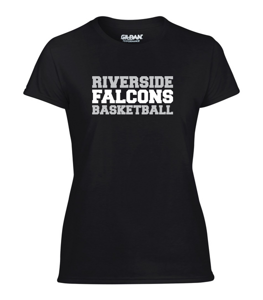 Falcons Ladies "Basketball" Performance T-Shirt with Printed logo
