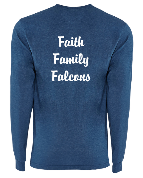 Rose Staff Adult "Faith Family Falcons" Sueded Long-Sleeve Crew