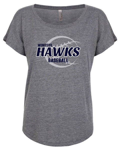 Hawks Baseball Ladies Triblend Dolman