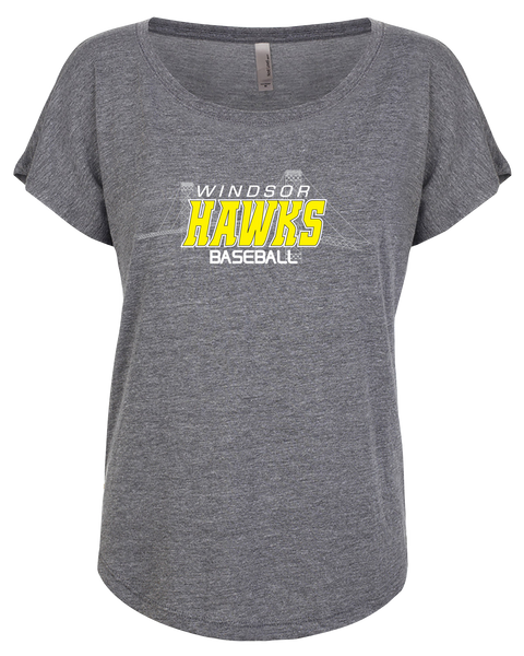 Windsor Hawks Baseball Ladies Triblend Dolman