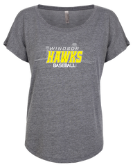 Windsor Hawks Baseball Ladies Triblend Dolman
