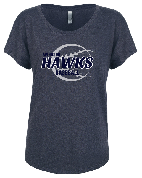 Hawks Baseball Ladies Triblend Dolman