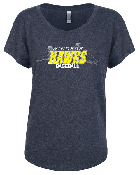 Windsor Hawks Baseball Ladies Triblend Dolman