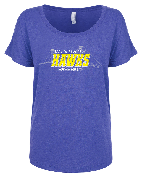 Windsor Hawks Baseball Ladies Triblend Dolman