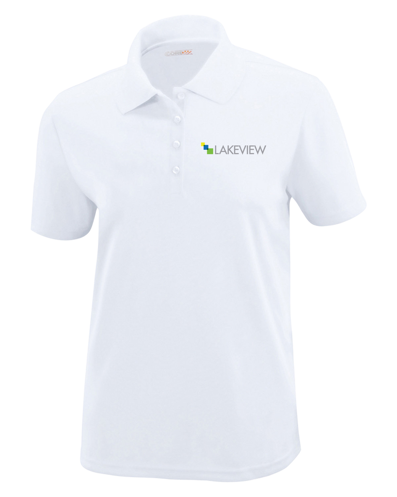 Lakeview Ladies White Performance Polo with Embroidered Logo