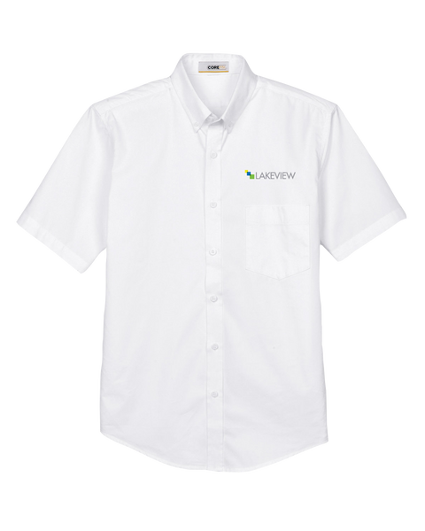 Lakeview Mens Short-Sleeve Twill Shirt with Embroidered Logo