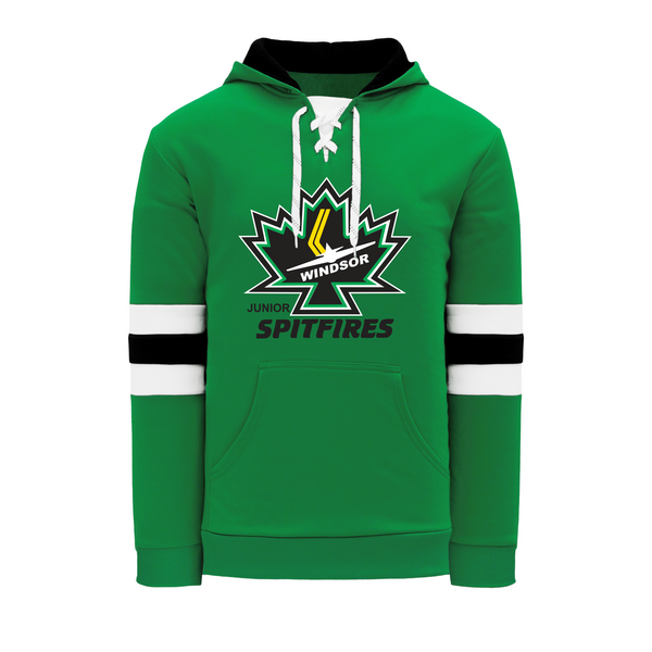 Minor Hockey Adult Green Lace Hoodie with Embroidered Applique logo