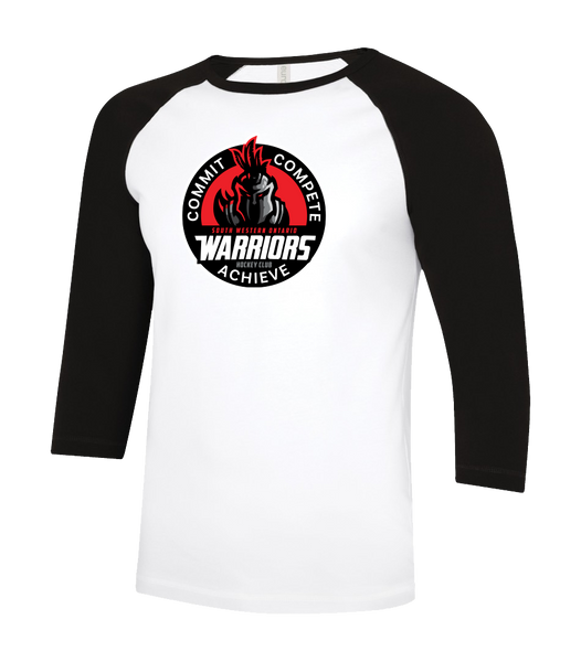 SWO Warriors Badge Adult Two Toned Baseball T-Shirt with Printed Logo