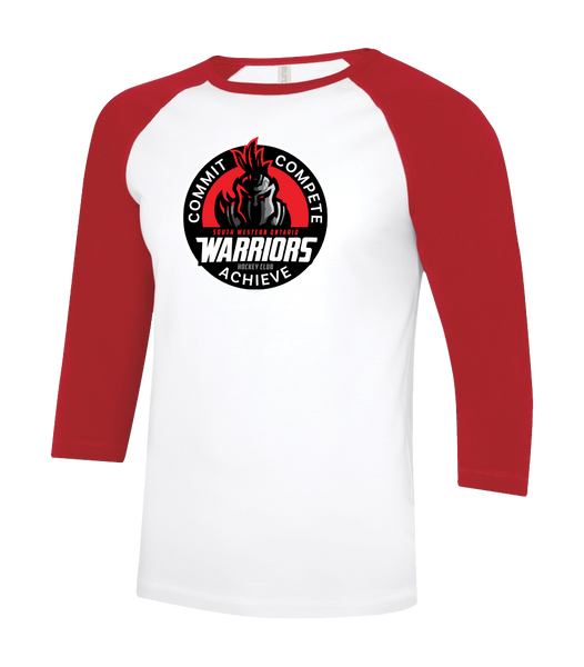 SWO Warriors Badge Adult Two Toned Baseball T-Shirt with Printed Logo