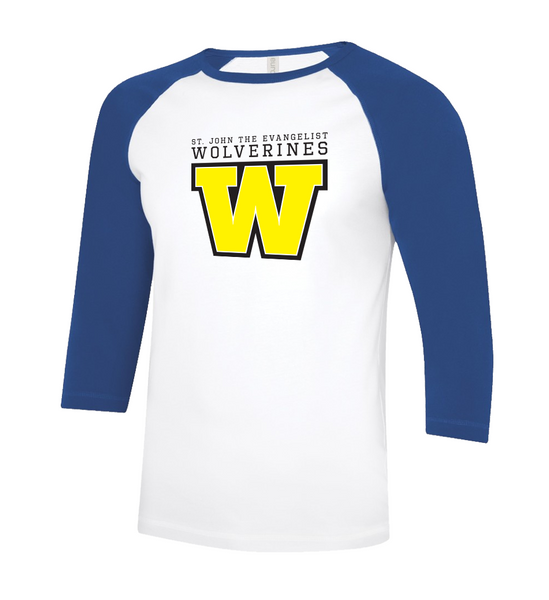 Wolverines Adult Two Toned Baseball T-Shirt with Printed Logo
