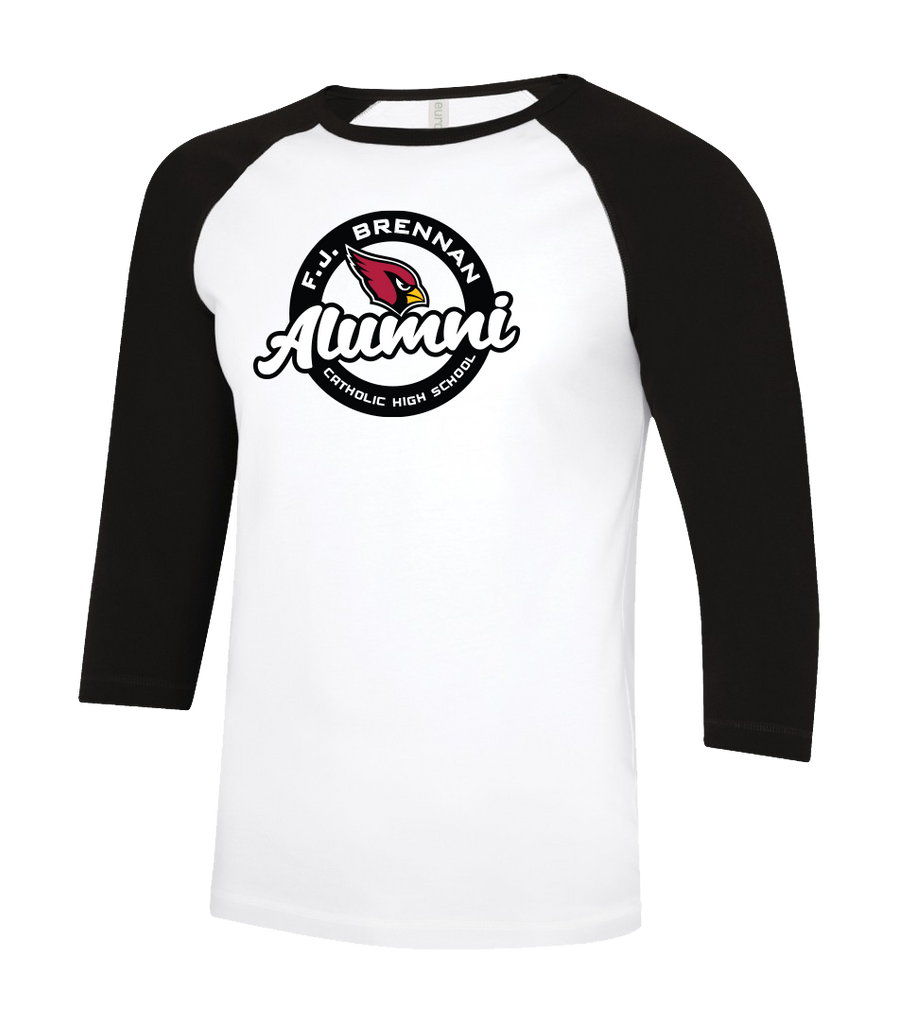 F.J. Brennan Alumni Adult Two Toned Baseball T Shirt with Printed Logo