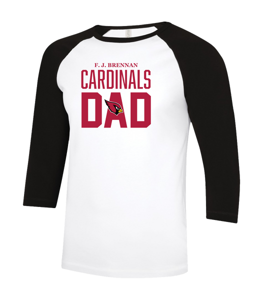 Cardinals Dad Adult Two Toned Baseball T-Shirt with Printed Logo