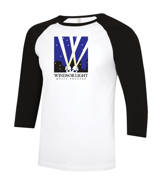 Windsor Light Music Theatre Adult Two Toned Baseball T-Shirt with Printed Logo