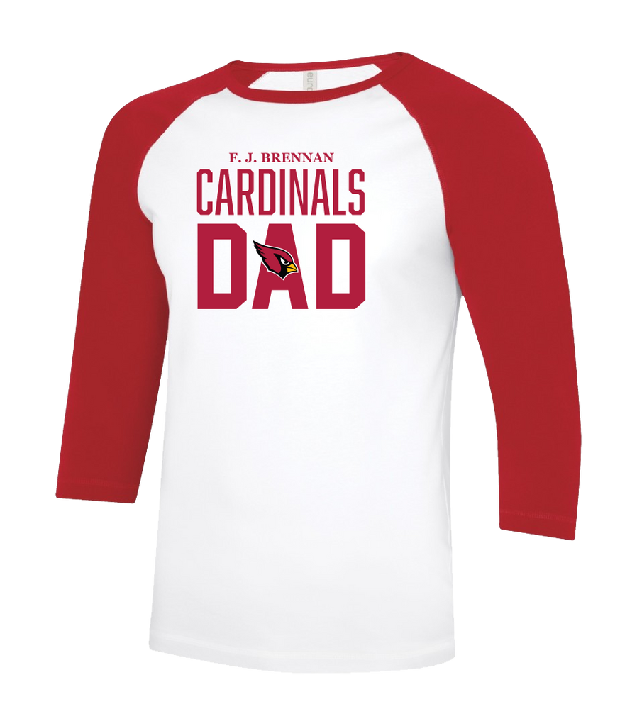 Cardinals Dad Adult Two Toned Baseball T-Shirt with Printed Logo