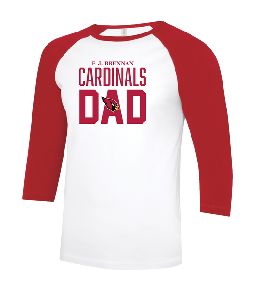 Cardinals Dad Adult Two Toned Baseball T-Shirt with Printed Logo