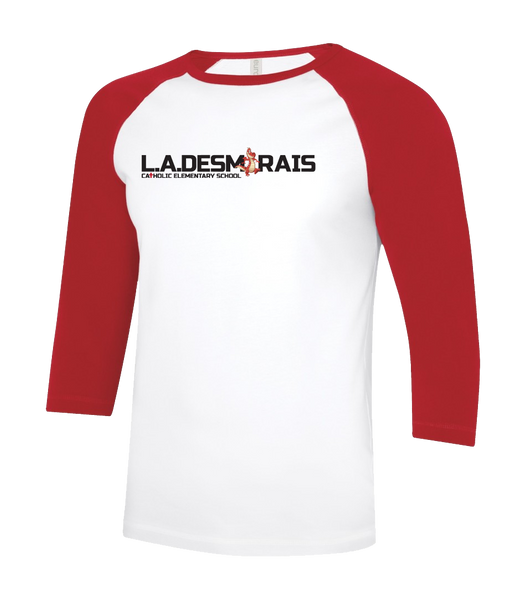 LAD Adult Two Toned Baseball T-Shirt with Printed Logo