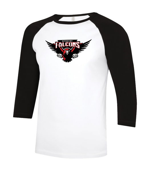 Falcons Adult Two Toned Baseball T-Shirt with Printed Logo