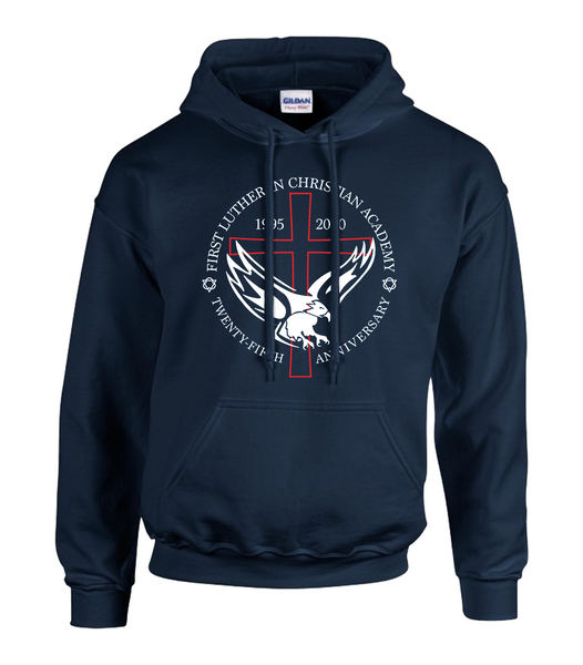 Youth 25th Anniversary Cotton Pull Over Hooded Sweatshirt with Personalized Lower Back