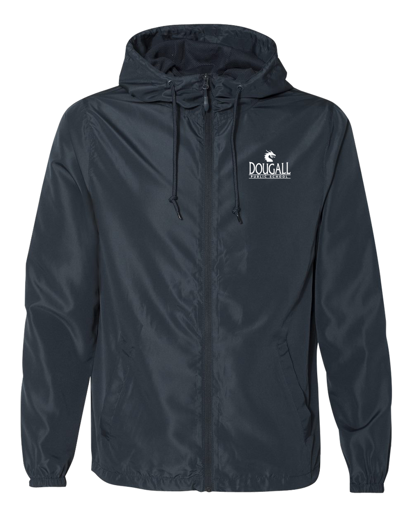 Dougall Staff Adult Lightweight Windbreaker Full-Zip Jacket with Left Chest Logo