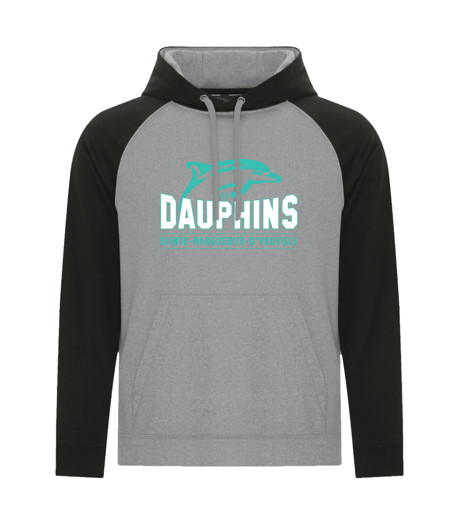 Dauphins Adult Two Toned Hoodie with Embroidered Applique Logo
