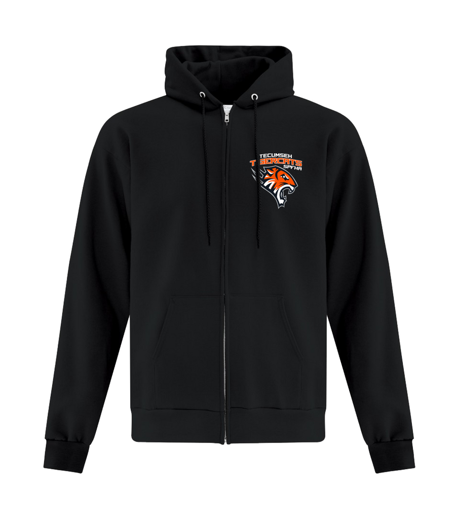Tiger Cats Youth Cotton Full Zip Hooded Sweatshirt with Embroidered Left Chest & Personalization