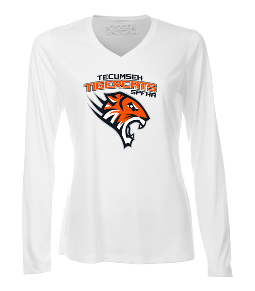 Tiger Cats Dri-Fit Long Sleeve Ladies V-Neck with Full Colour Printing