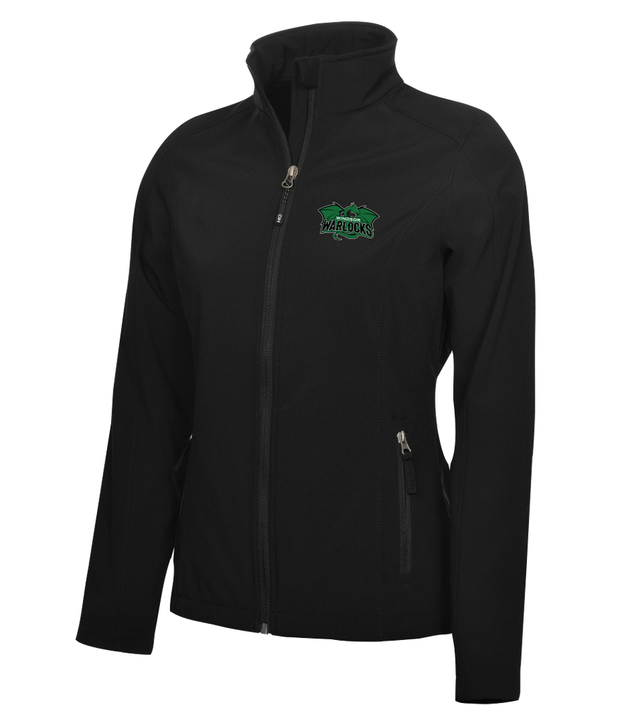 Warlocks Ladies Soft Shell Jacket with the Number on a Sleeve