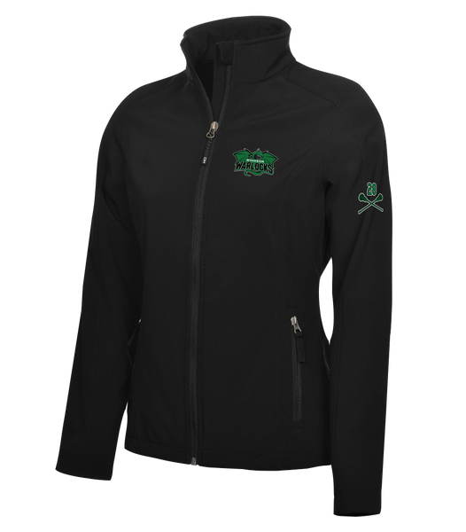 Warlocks Ladies Soft Shell Jacket with the Number on a Sleeve