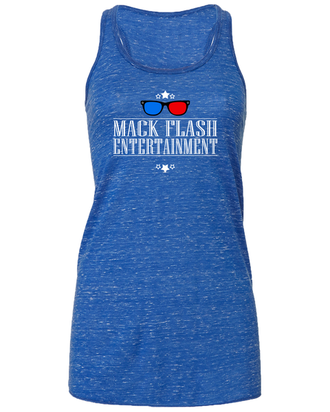 "Mack Flash Entertainment" Ladies' Flowy Racerback Tank with Printed logo