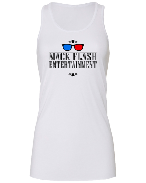 "Mack Flash Entertainment" Ladies' Flowy Racerback Tank with Printed logo