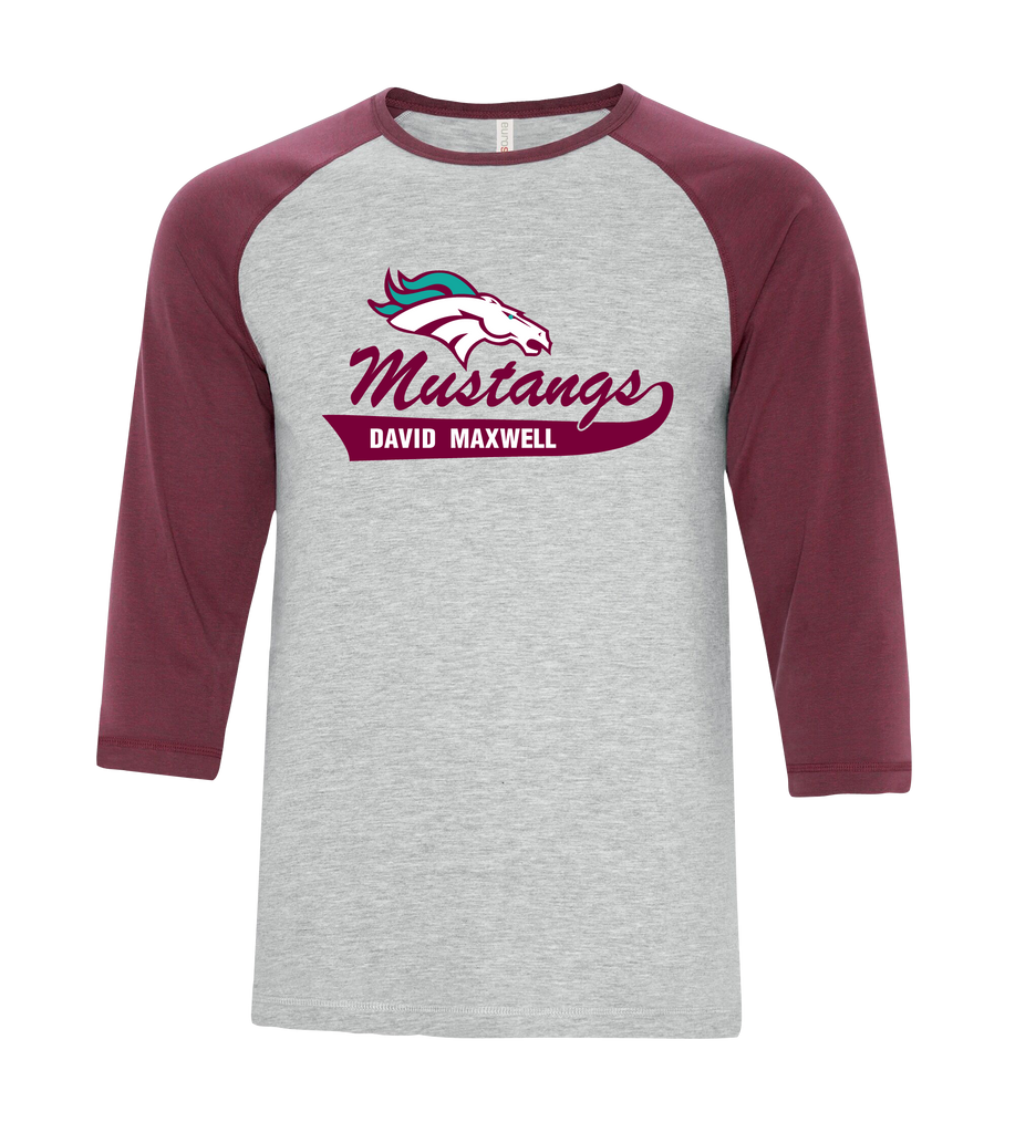 Mustangs Youth Two Toned Baseball T-Shirt with Printed Logo