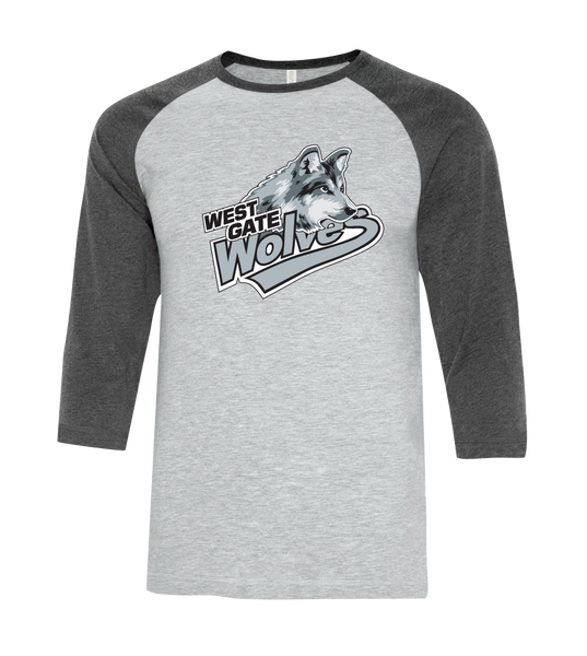 Wolves Staff Two Toned Baseball T-Shirt with Printed Logo ADULT