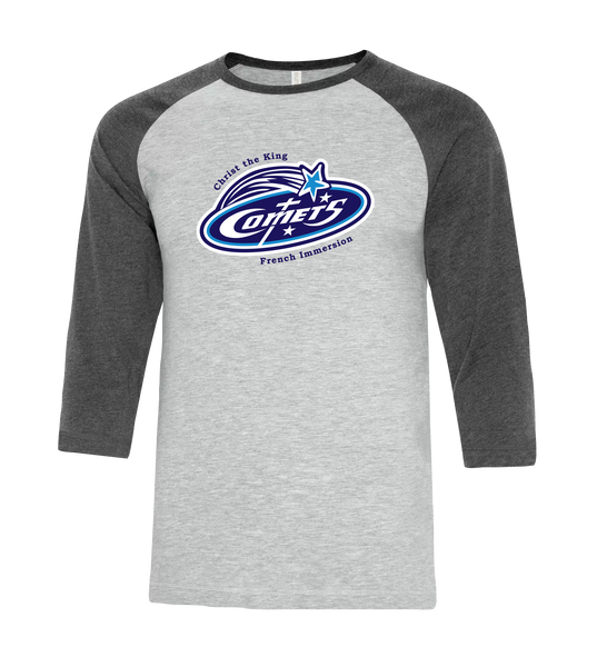 Comets Adult Two Toned Baseball T-Shirt with Printed Logo