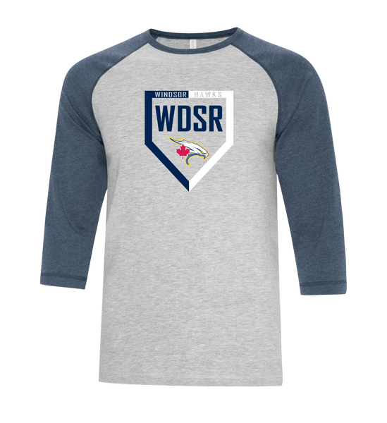 WDSR Adult Two Toned Baseball T-Shirt with Printed Logo