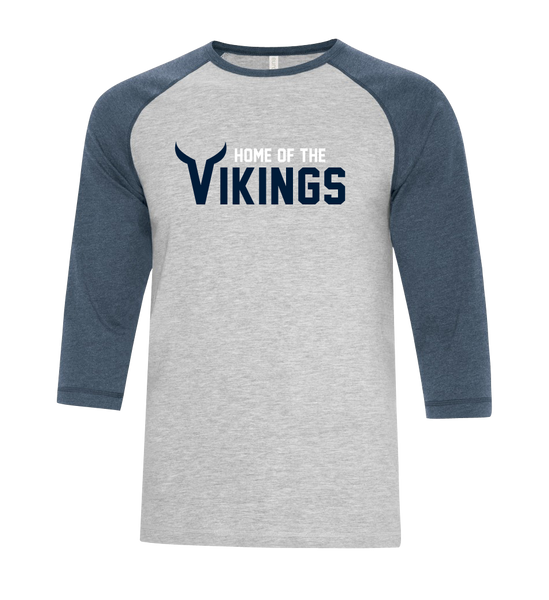 Queen Victoria Staff Adult Two Toned Baseball T-Shirt with Printed Logo