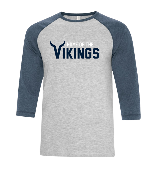 Vikings Staff Adult Two Toned Baseball T-Shirt with Printed Logo