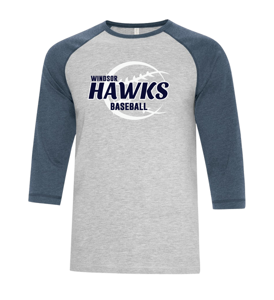 Hawks Baseball Adult Two Toned Baseball T-Shirt with Printed Logo